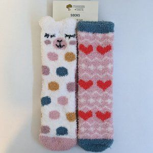 Tucker + Tate Llama Polka Dot/Heart Fairisle Fuzzy Crew Sock Set